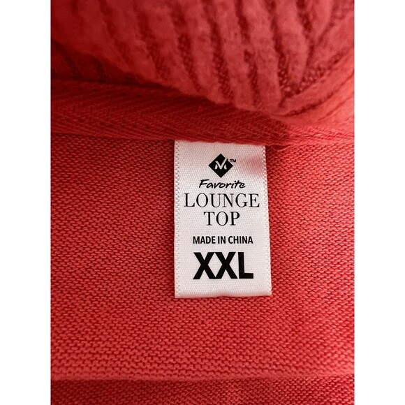 Favorite Lounge Top Plus Sz XXL Orange Drawstring Cowl Neck Knit Shirt Soft Cozy - Picture 10 of 11